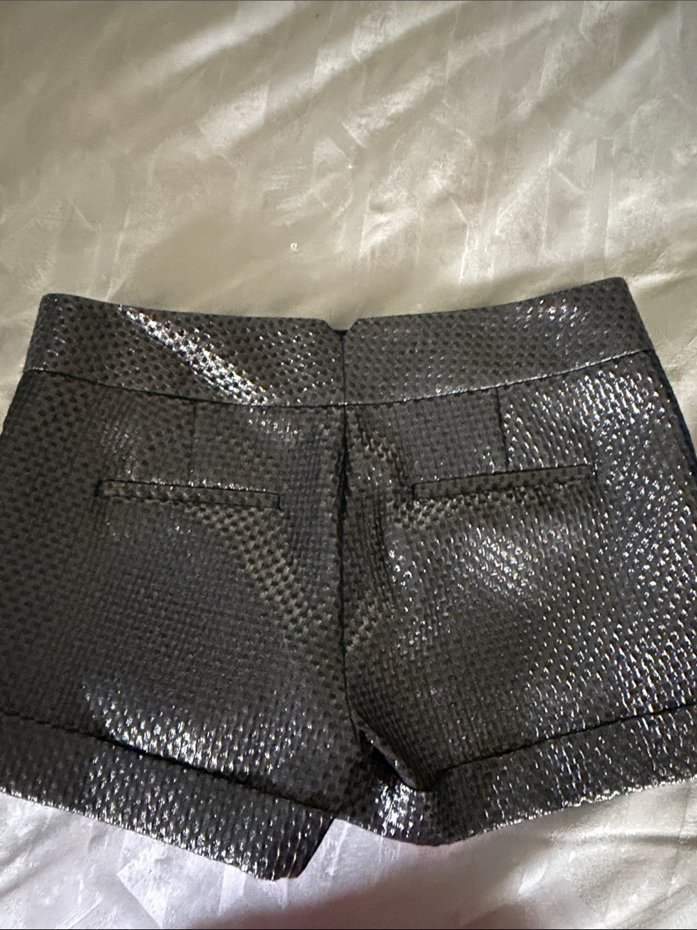 Express Shimmery Black Textured Shorts - Picture 3 of 3